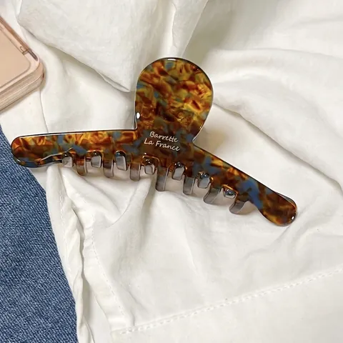 French Vintage Cellulose Acetate Hair Claw Clip Large Tortoise Shell Marble Shark Clip Minimalist Hair Accessories For Women