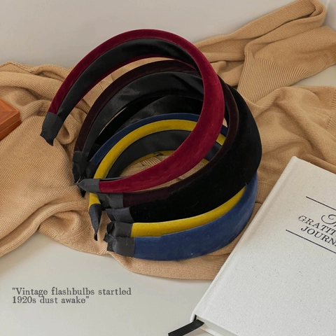 Diadema Acolchada de Terciopelo Retro Para Mujer Color Sólido Banda Ancha Estilo Vintage Accesorios de Cabello Elegantes