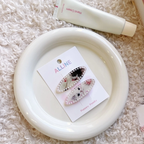 Simpatico Set di Fermagli per Capelli in Acrilico con Gatto e Cane per Donna Ragazza Dolce Fiocco Motivo a Quadretti Accessori per Capelli alla Moda