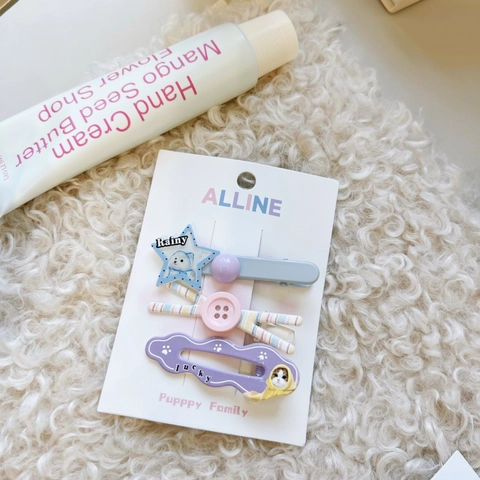 Kawaii Cartoon Cat Hair Clip Acrylic Star Button Stripe Animal Pattern Sweet Hair Accessories For Girls Women Handmade Styling