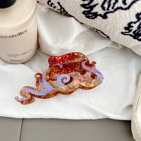 New Octopus Shape Acetate Hair Claw Clip Cute Shimmer Marine Animal Hairpin For Women Large Small Shark Clip Hair Accessories