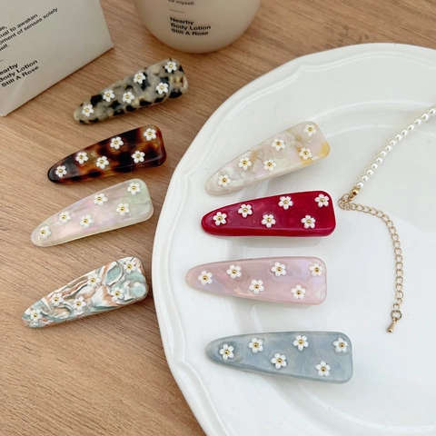 Fermagli per Capelli a Becco d'Anatra con Fiori di Strass Dolci e Freschi per Donna Forcine in Resina Acetata Eleganti Clip per Frangia Accessori per Capelli
