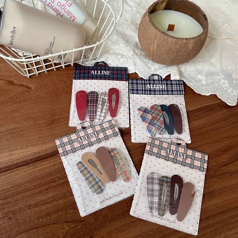 Korean Style Acrylic Plaid Solid Color Waterdrop BB Hair Clips Matte Texture Geometric Pattern Hairpins For Women Girls