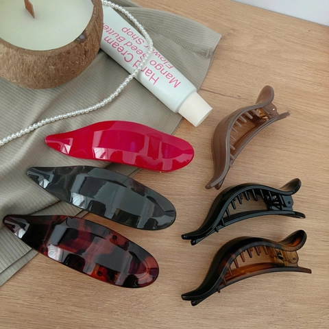 Mollette per Capelli a Foglia Vintage Francese per Donna Opaco Lucido 11.5cm Grandi Mollette Squalo Accessori Capelli