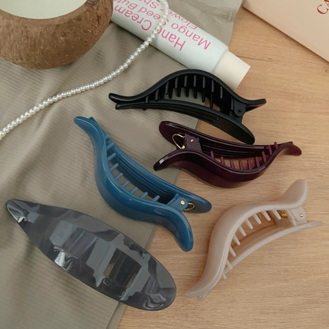 Mollette per Capelli a Foglia Vintage Francese per Donna Opaco Lucido 11.5cm Grandi Mollette Squalo Accessori Capelli