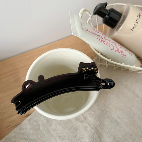 Fermaglio a Banana in Acetato a Forma di Gatto Fatto a Mano Con Strass Simpatico Fermaglio per Capelli Maculato Accessori per Capelli Donna