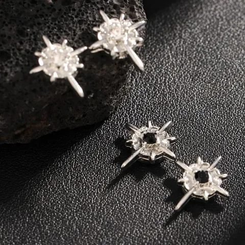 Unisex Koperen Octagram Ster Magnetische Oorclips Zonder Piercing Strass Ingelegde Geometrische Hip Hop Sieraden Geschenk