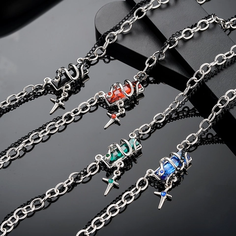 Collana con Pendente a Serpente in Lega Zirconia Gotico Punk Catena a Doppio Strato Per Uomo Donna Gioielli Hip Hop