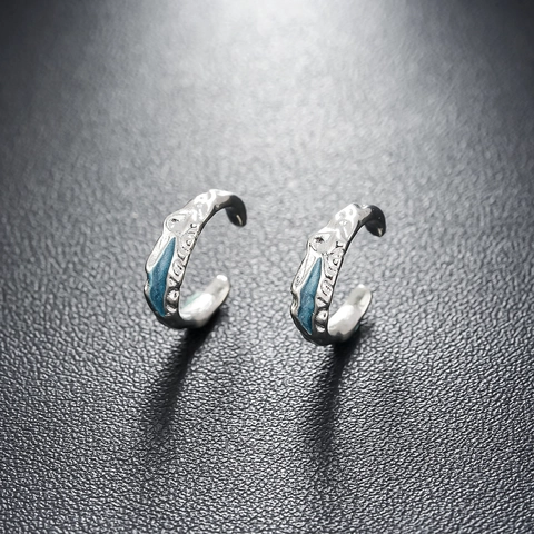 Unisex Kupfer Ear Cuff Ohne Piercing Unregelmäßige Lavatextur Minzgrün Blau Emaille Minimalistisch Ohrring Modeschmuck