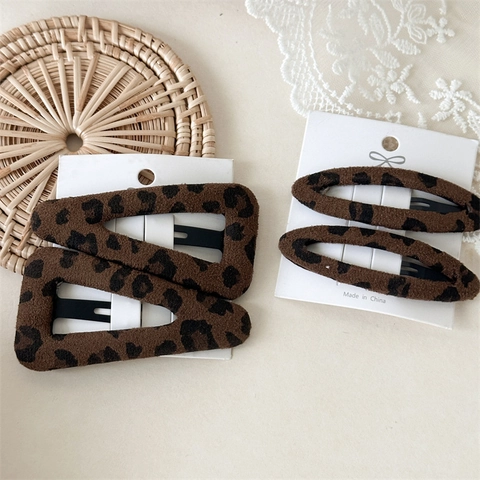 Fermagli per Capelli BB Vintage Con Stampa Leopardata per Donna in Lega Tessuto Floccato Triangolo Ovale Autunno Inverno