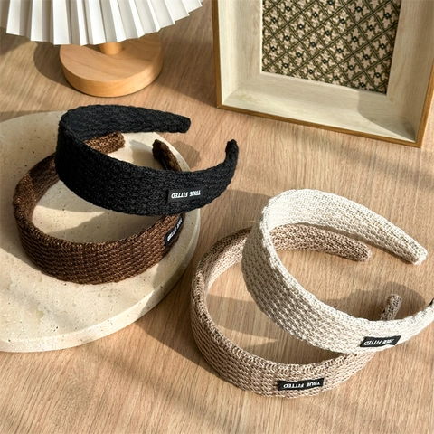 Women Wide Knitted Headband Non-Slip Handmade Solid Color Hair Band For Washing Face Daily Decor Vintage Hair Accessories