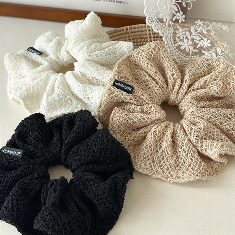 Knitted Fabric Large Scrunchies Retro Handmade Elastic Hair Ties Ponytail Holder Solid Color Hair Accessories For Women