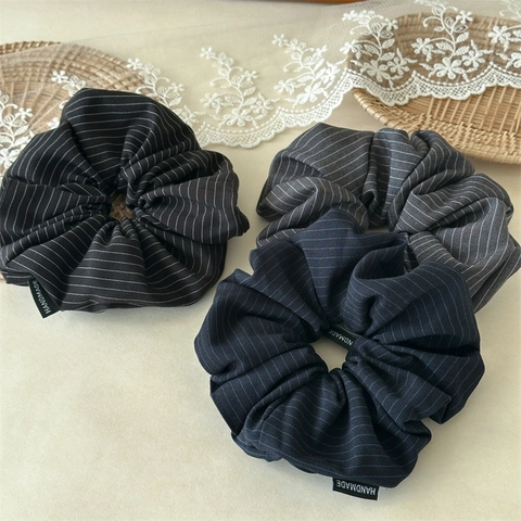 Korean Style Striped Fabric Large Scrunchie For Women Handmade Elastic Hair Band Ponytail Holder Hair Accessories