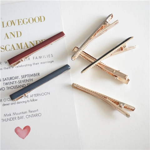Minimalist Plastic Solid Color Duckbill Hair Clip For Women Drip Oil Process Rectangular Hairpin Fashion Daily Headwear