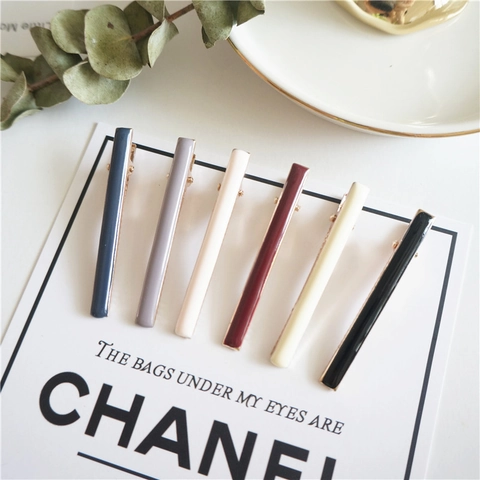 Minimalist Plastic Solid Color Duckbill Hair Clip For Women Drip Oil Process Rectangular Hairpin Fashion Daily Headwear