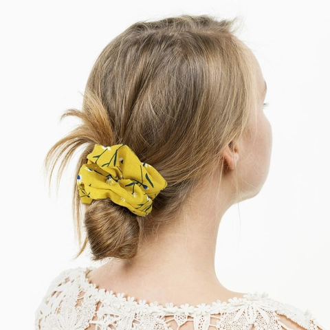 Women Floral Printed Fabric Scrunchie Fresh Sweet Chiffon Hair Tie Elastic Daisy Hair Band Accessories For Girls