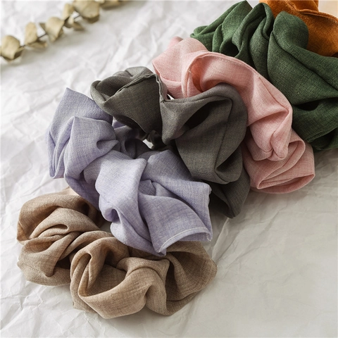 Solid Color Large Scrunchie For Women Elastic Hair Ties Lurex Fabric Hair Band OL Minimalist Ponytail Holder Accessories