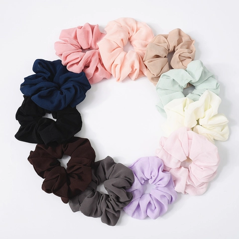 Minimalist Chiffon Solid Color Large Hair Scrunchies High Elastic Fabric Scrunchy For Women Daily Hair Accessories
