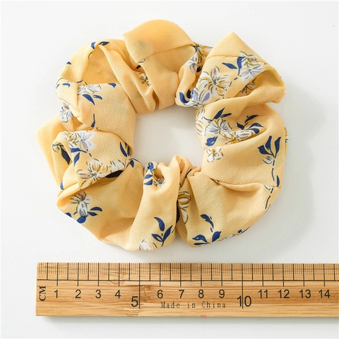 Koreaanse Stijl Bloemenprint Chiffon Haarelastiekjes Elastische Stof Haarbanden Zoete Bloemen Hoofddeksels Voor Dames Meisjes Dagelijks Accessoire