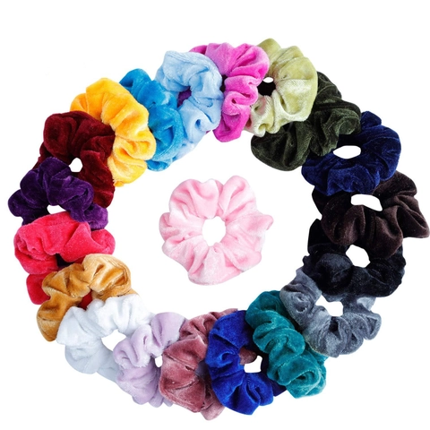 Velvet Hair Scrunchies Multiple Colors Set Large Elastic Hair Ties For Women Girls Daily Hair Accessories Plain Soft Hair Bands