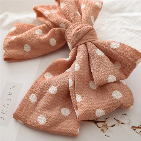 Grande Pince à Cheveux à Pois en Tissu Nœud Vintage Surdimensionné pour Femmes Accessoires de Cheveux Automne Hiver