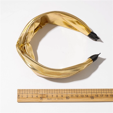 Cerchietto a Nodo Largo in Pelle Artificiale Fatto a Mano Finitura Metallica Accessori per Capelli da Donna per Festa Quotidiana