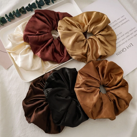 Coleteros de Satén Extragrandes Lazos para el Cabello Elásticos de Bordo Ancho Accesorios para el Cabello Color Sólido