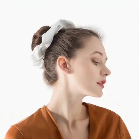 Handmade Oversized Satin Scrunchies For Women Large Elastic Hair Ties Solid Color Hair Accessories Hair Bands