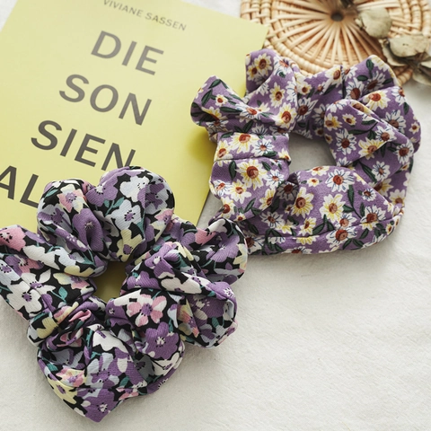 Elastico per Capelli Floreale Viola Tessuto Anello Elastico Semplice Motivo a Margherita Porta Coda di Cavallo Accessori Donna