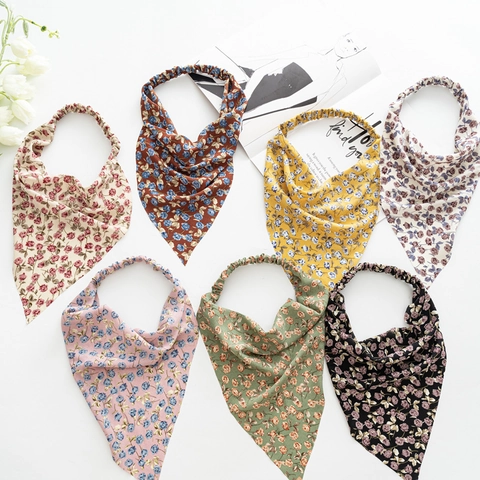 Fascia per Capelli a Bandana Triangolare con Stampa Floreale Boho per Donna Fascia in Tessuto Elastico con Motivo a Rose Retrò
