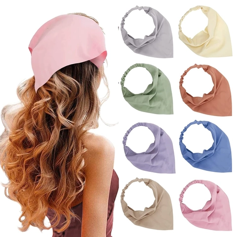 Diadema de Triángulo de Color Sólido para Mujer Pañuelo de Tela Elástica Color Macarrón Estilo Bohemio Accesorios para el Cabello Minimalistas
