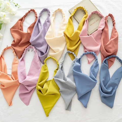 Diadema de Triángulo de Color Sólido para Mujer Pañuelo de Tela Elástica Color Macarrón Estilo Bohemio Accesorios para el Cabello Minimalistas