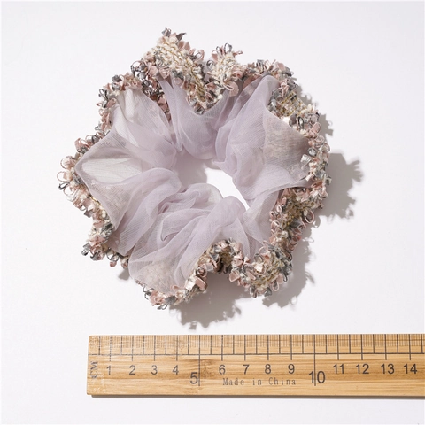 Koreanischer Stil Netz Scrunchie Für Damen Gewebte Spitze Haargummi Elastischer Pferdeschwanz Halter Vintage Haar Accessoires