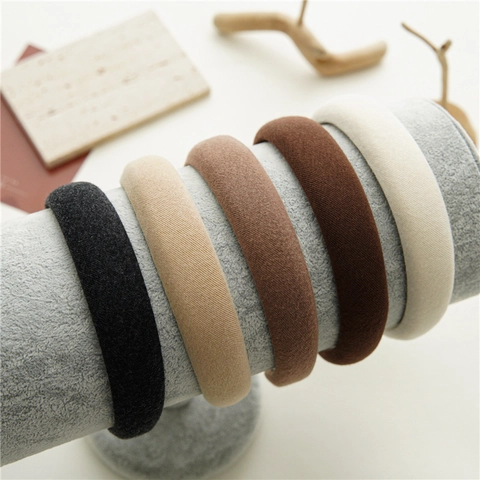 Cerchietto in Spugna a Tesa Larga in Colore Tè al Latte Stile Coreano per Donna Accessorio per Capelli in Tessuto Minimalista