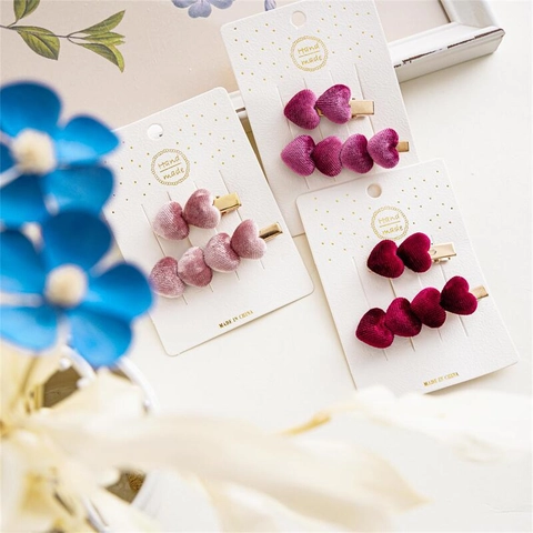 Barrettes à Cheveux en Velours Cœur d'Automne Hiver Style Coréen Pinces Latérales Douces pour Femmes Filles Accessoires de Mode