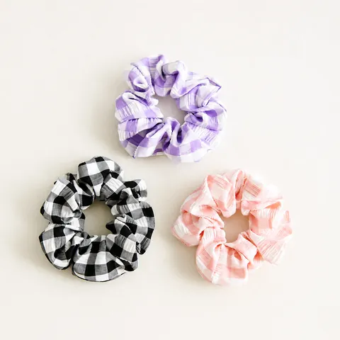 Minimalistische Gingham-Stoff-Scrunchies Seersucker-Karo Elastisches Haarband Für Damen Mädchen Mode Kopfschmuck Haarschmuck