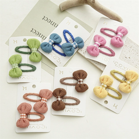 Mollette per Capelli in Tessuto Fatte a Mano con Fiocco per Bambine Motivo Gingham Clip BB Minimaliste Mollette Laterali per Frangia Accessori Capelli