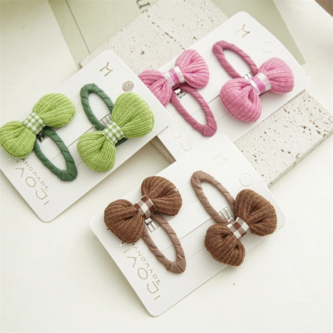 Mollette per Capelli in Tessuto Fatte a Mano con Fiocco per Bambine Motivo Gingham Clip BB Minimaliste Mollette Laterali per Frangia Accessori Capelli