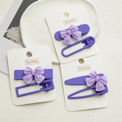Fermagli per Capelli con Fiocco Viola in Stile Coreano per Donna Ragazza Vernice Opaca Rettangolare Forcine Accessori Capelli