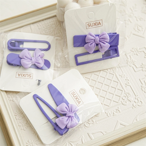 Fermagli per Capelli con Fiocco Viola in Stile Coreano per Donna Ragazza Vernice Opaca Rettangolare Forcine Accessori Capelli