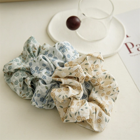Blumen Stoff Haargummi Haarbänder Für Damen Vintage Druck Große Elastische Haarbänder Frische Süße Haar-Accessoires Für Den Alltag