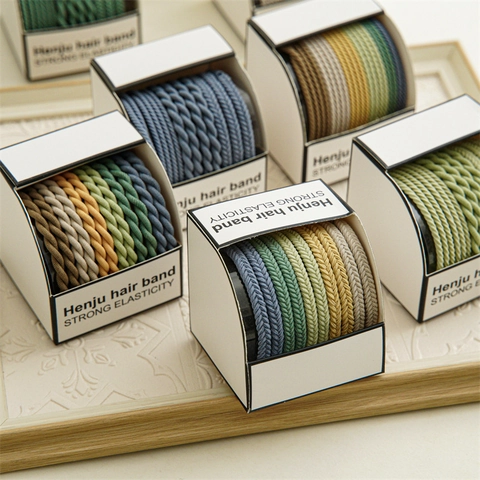 Women High Elasticity Nylon Braided Hair Ties Minimalist Morandi Color Durable Seamless Ponytail Holder Hair Ring Accessories
