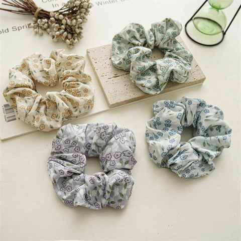 Blumen Stoff Haargummi Haarbänder Für Damen Vintage Druck Große Elastische Haarbänder Frische Süße Haar-Accessoires Für Den Alltag