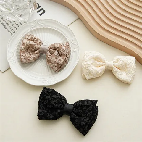 Süße Spitze Schleife Haarspange Vintage Französisch Jacquard Entenschnabel Clip Elegante Schleife Haarschmuck Für Damen Mädchen