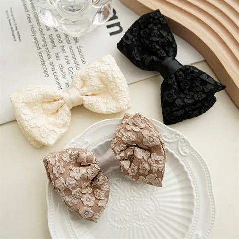 Süße Spitze Schleife Haarspange Vintage Französisch Jacquard Entenschnabel Clip Elegante Schleife Haarschmuck Für Damen Mädchen
