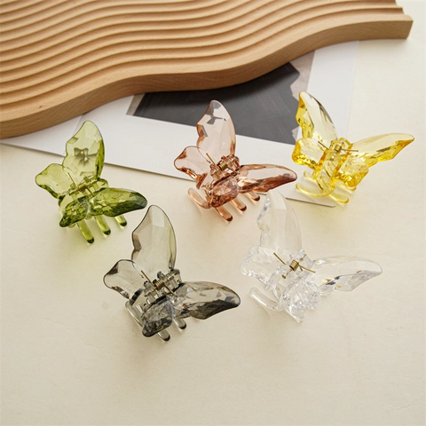 Sommer Neue Schmetterling Haarklammer Damen Kristall Textur Transparent Acryl Hai Clip Mode Facettierte Haarnadel Haarschmuck