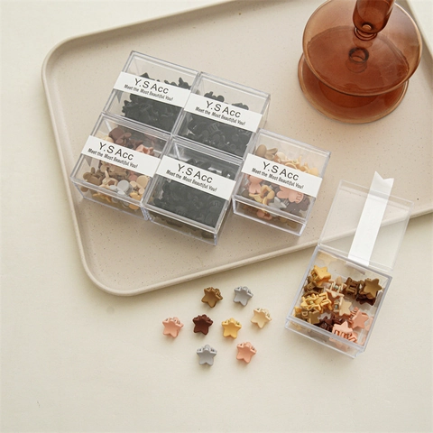 Matte Plastic Mini Haarklemmen Voor Meisjes Morandi Kleur Ster Konijnenoren Cartoon Vorm Haarclips Met Transparente Opbergdoos