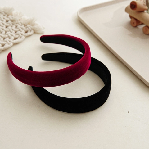Vintage Solid Color Padded Plush Headband For Women Thick Wide Retro Hairband Elegant Daily Hair Hoop Fashion Accessories