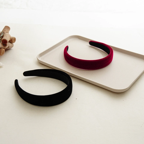 Vintage Solid Color Padded Plush Headband For Women Thick Wide Retro Hairband Elegant Daily Hair Hoop Fashion Accessories