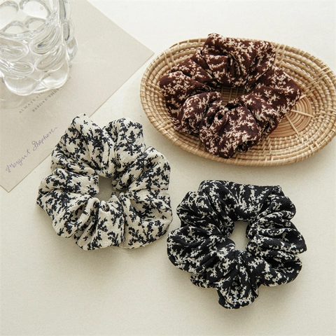 Scrunchies in Tessuto Floreale Vintage Elastici per Capelli Donna Ragazza Accessori per Capelli Quotidiani Stampa Botanica